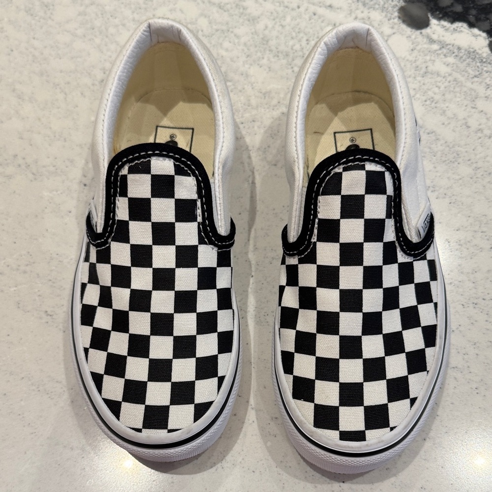 Vans Kids Black and White Checkered Slip-On Sneakers